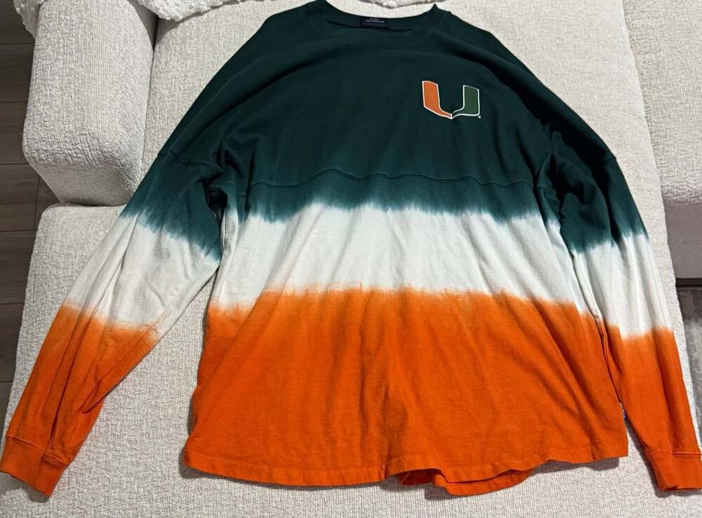 Miami Hurricanes Spirit Jersey Ombre Tie-Dye Long Sleeve Shirt - Size XXL